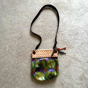 Fossil Key-Per Crossbody Shoulder Purse Multicolor Coated Canvas